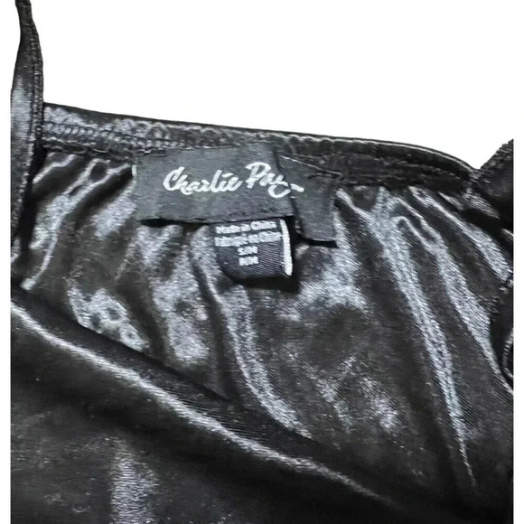 CHARLIE PAIGE Camisole Cami Lace Extender Tank Top Black Satin Size Small - Picture 3 of 6